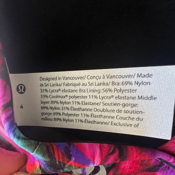 Lululemon Energy Bra Hyper Flow Pink Multi Women’s Sports Bra Size 4 - Picture 7 of 9